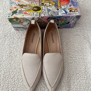 Never Worn! Jeffrey Campbell Viona Lizard Embossed Pointed Toe White Loafers